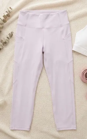 Fabletics PureLuxe Lavender Purple High Waisted Pocket Cropped Leggings Womens thumbnail 1
