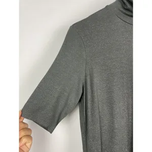 Lauren Ralph Lauren‎ Gunmetal Gray Metallic Short Sleeve Turtleneck Shirt Size M thumbnail 2