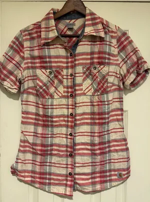 Carhartt Women's Brogan Plaid‎ Short Sleeve Shirt - Rugged Pink/Cream - Small thumbnail 1