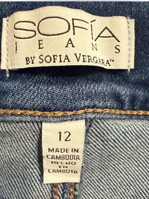 sofia by sofia vergara Dark Blue Wide Leg Cargo Jeans with Tie Belt thumbnail 5