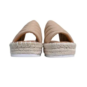 Gianni Bini Womens 7 Evert Leather Platform Slide Sandals in Light Tan thumbnail 3