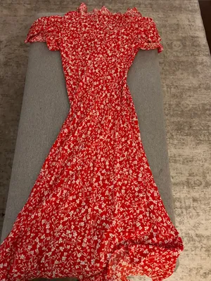 a new day Red and White Floral Ruffle Midi Dress thumbnail 3