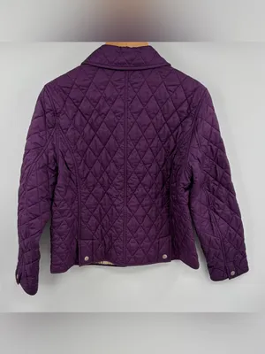 L.L. Bean Diamond quilted snap front purple lightweight jacket women’s SP thumbnail 6