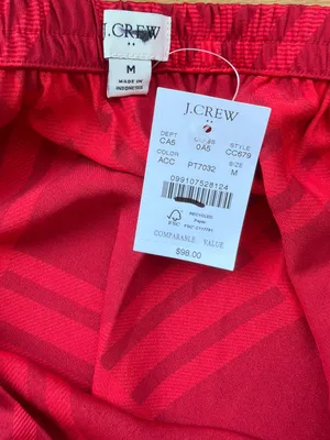 NWT J. CREW FACTORY Printed Bias Slip Skirt Autumn Crimson Candy Apple Medium thumbnail 9