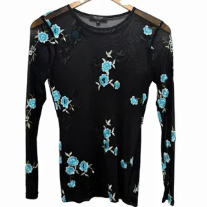 Karen Kane Sheer Mesh Floral Top Women's Small Fairy Coquette Festival Indie Y2K thumbnail 2
