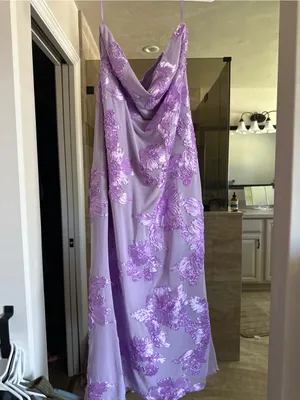 Lilac Floral Lace Evening Dress for Women thumbnail 2