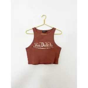 Von Dutch Vintage Tank Top Size Large Brown Maeve Ribbed Y2K thumbnail 4