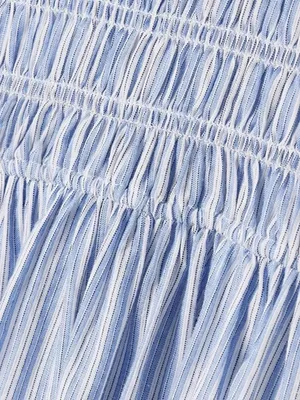 Doen Quinn Tie-Detailed Shirred Striped Organic Cotton-Poplin Midi Dress,Blue,M thumbnail 6