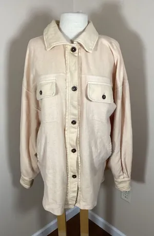 Free People Ruby Jacket Fleece Shacket in Peach, Size Large thumbnail 1