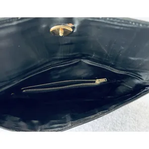 Vintage Black Leather Clutch Purse 1950s 60s made in England Rikes Dayton Ohio thumbnail 6