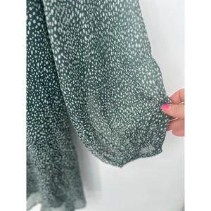 Joie Balloon Sleeve‎ Mini Dress Green Arctic Animal Spot Size XXL Chiffon Flowy thumbnail 4