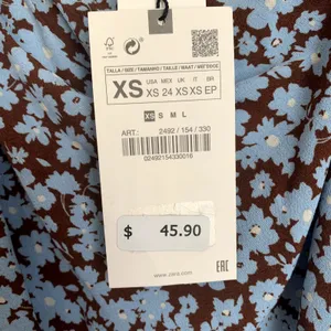 NWT Zara Draped Floral Print Skirt Brown‎ Blue thumbnail 13