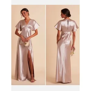Birdy Grey Jesse Dress Taupe Kimono Satin Bridesmaid Maxi Slit Flattering Small thumbnail 3