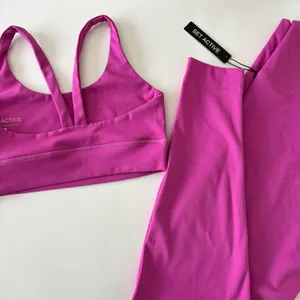 Set Active Fuchsia Luxform Two Piece Sports Bra and Leggings Set thumbnail 3