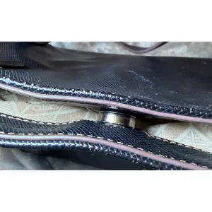Chaps Black Faux Leather Tote Shoulder Bag Large Textured Purse Work Shopper thumbnail 8