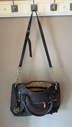 Michael Kors Dark Brown Leather Shoulder Bag with Gold Hardware thumbnail 1