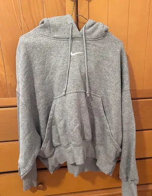 Grey Nike Crop Hoodie Oversized thumbnail 1