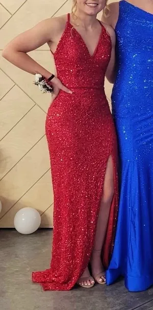 Primavera Couture Red Sequin Dress thumbnail 2