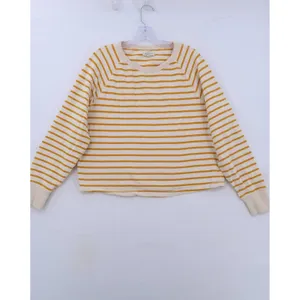 Mile(s) by Madewell Sweatshirt Womens Medium Yellow Ivory Striped Raglan Sleeve thumbnail 11