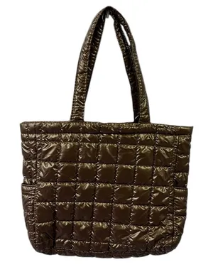Source Unknown Brown Puffer Quilted Tote Bag Shoulder Bag 14 x 12 x 3.5 Inches thumbnail 1