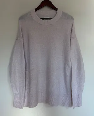 Aerie Womens Oversized Crew Neck‎ Sweater Light Purple Marled Knit Size S thumbnail 1