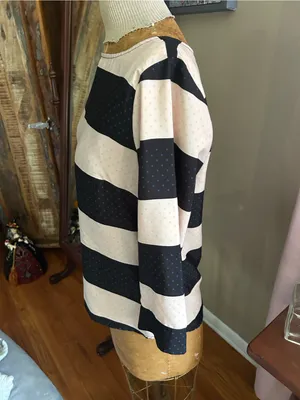 The Limited Striped Black and Pink 3/4 Sleeve Women's Blouse - Size Medium Vtg thumbnail 4