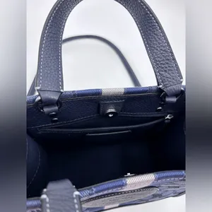 Coach Navy Signature Canvas Mini Satchel with Stripe thumbnail 8