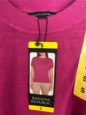 NWT Banana Republic Women's Size S Short Sleeve Pink Sweater Top Linen & Rayon thumbnail 5