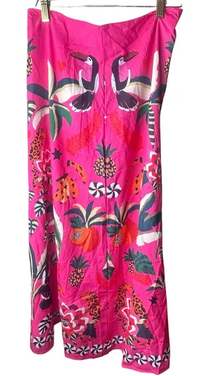 New Maxi skirt floral pineapple leopard bird print pink Medium Colarat thumbnail 1