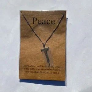 💎🩶 NWT “Peace” Monogram Cross Silver Tone Metal Necklace 🩶💎 thumbnail 6