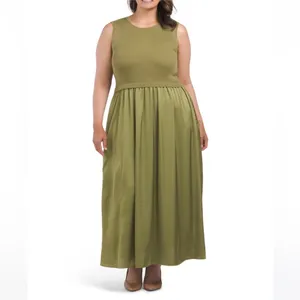 NWT Taylor Mix Media Ribbed Bodice Crew Neck Satin Skirt Pocket Medium thumbnail 5