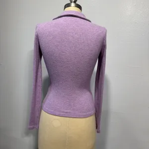The Fifth Label Womens Ribbed Knit Top Collared Deep V Neck Long Sleeve Size 4 thumbnail 3