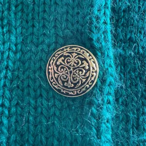 Vintage Equestrian Sweater Vest Green Gold Chain Print Horse Bit Buttons M‎ thumbnail 2