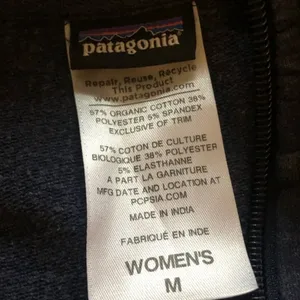 Patagonia Organic Cotton Navy Zip Up Gorpcore Sweatshirt Thumbholes M thumbnail 6