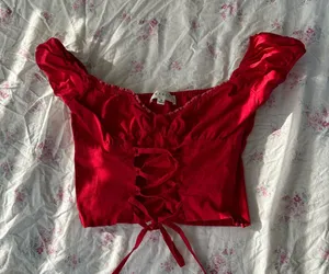 Red milkmaid corset lace top thumbnail 1