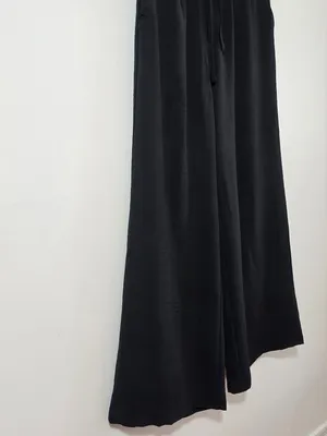 Halara Mid Rise Drawstring Wide Leg Baggy Linen-Feel Pants - Black -Size S ( R ) thumbnail 3