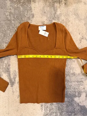 NWT Old Navy Ribbed Sweetheart Neck Sweater - Camel/Tan thumbnail 5