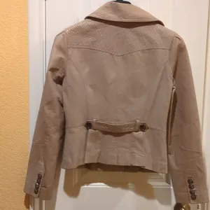 Kenneth Cole Leather Jacket Beige Size M thumbnail 6