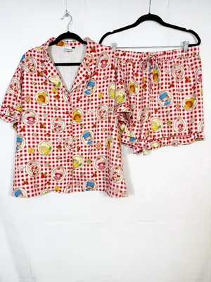 Strawberry Shortcake Countryside Plaid Gingham Check Short Pajama Set Two Piece thumbnail 2