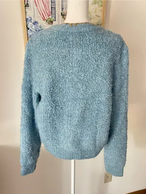 American Eagle Outfitters Cozy Boucle Cardigan in Light Blue Size Large thumbnail 7