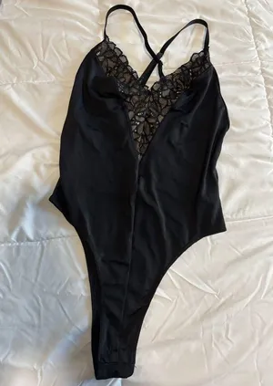 Adika black bodysuit with lace detail thumbnail 1
