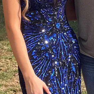 Primavera Couture Sparkling Royal Blue Sequin Evening Dress thumbnail 2