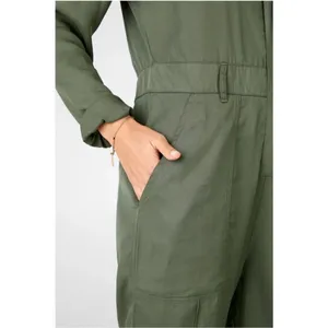 NWT Fabletics Everleigh Woven Jumpsuit Utility Long Sleeve Safari Green L thumbnail 4