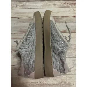 Shu Shop Paula Sneakers Women's Size 6.5 Ice Silver Rhinestone Bling Lace Up thumbnail 8
