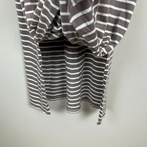 Garnet Hill Midi Dress Womens Large Taupe White Stripe‎ Slits Sleeveless Tank L thumbnail 4