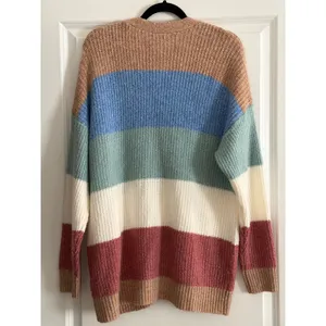 American Eagle Multi Color Striped Button Front Pocket Cardigan Sweater Size M thumbnail 4
