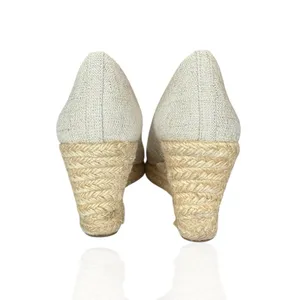 J. Crew Women's 8.5 Seville Espadrille Slip On Wedges Heels Gold Metallic Beachy thumbnail 7