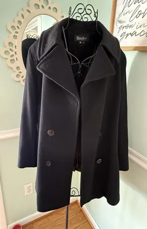 SPENCER‎ REID 10 T Black Wool Pea Coat Jacket Double Breasted thumbnail 1