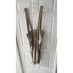 MARNI pinstripe Cargo Suspender Overall Sz 44 / 8 Pecan Vanilla Cashmere‎ Wool thumbnail 9