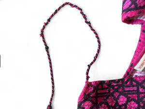 Knox Rose Hot Pink Boho Peasant Top with Black Tassels Size Small thumbnail 5